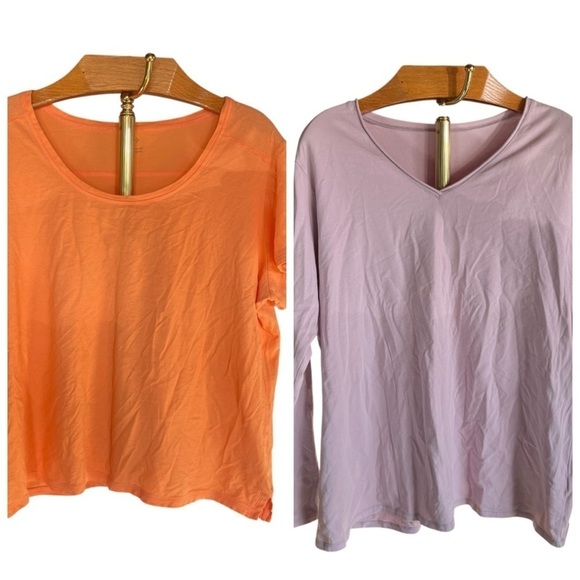 J. Jill Tops - J. Jill Lot of Two Tees Vibrant Orange Whisper Cotton And Purple Rolled V-neck